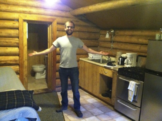 Mark in cabin