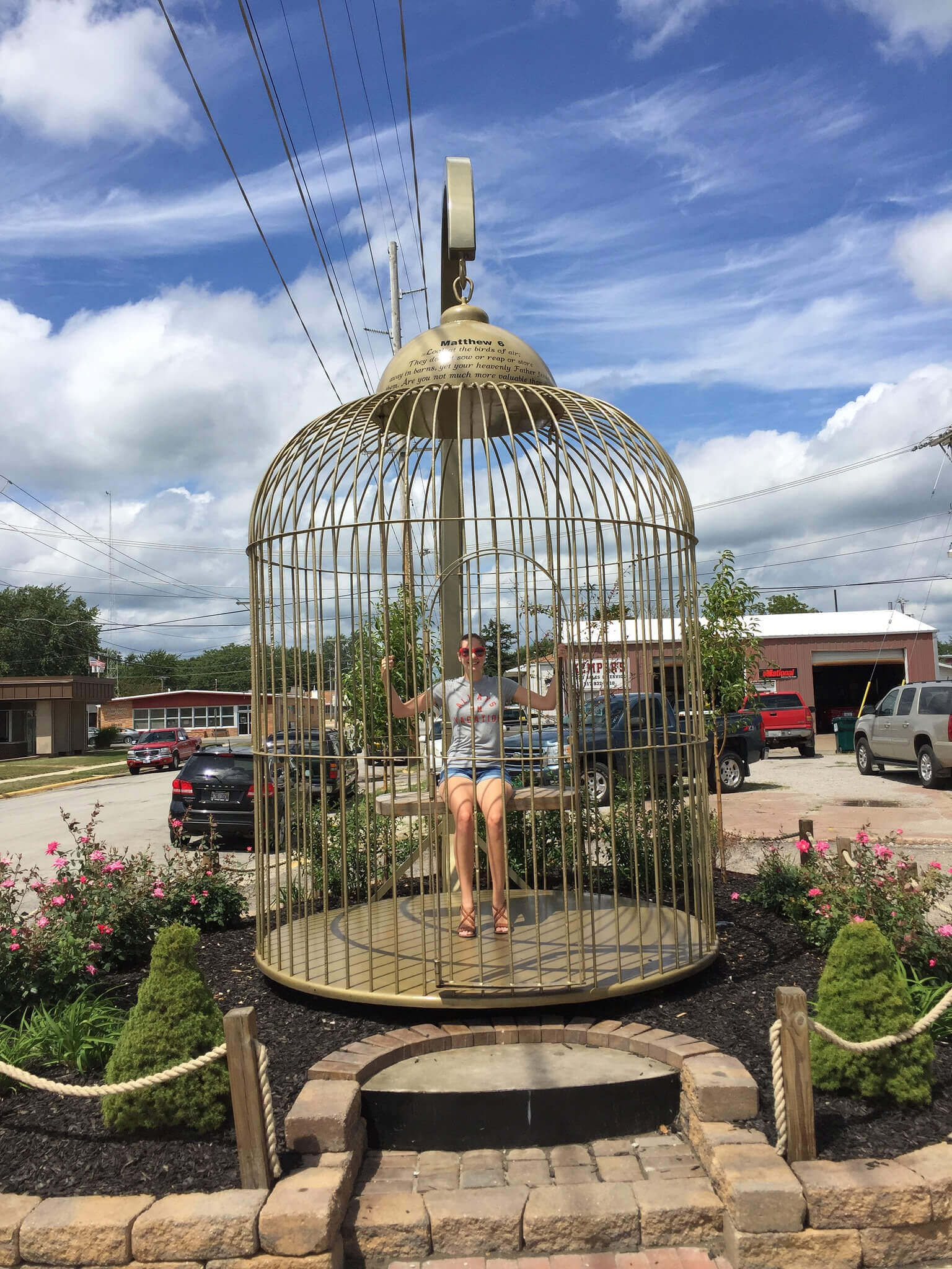 Christy locked up in a birdcage